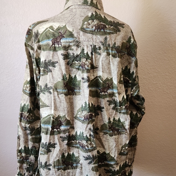NWOT Woolrich Mens Scenic Print With Bear And Moose Long-Sleeve Shirt Size Large - Picture 2 of 4